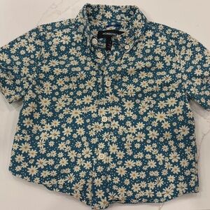 Nordstrom Teal Floral Button-Up Shirt